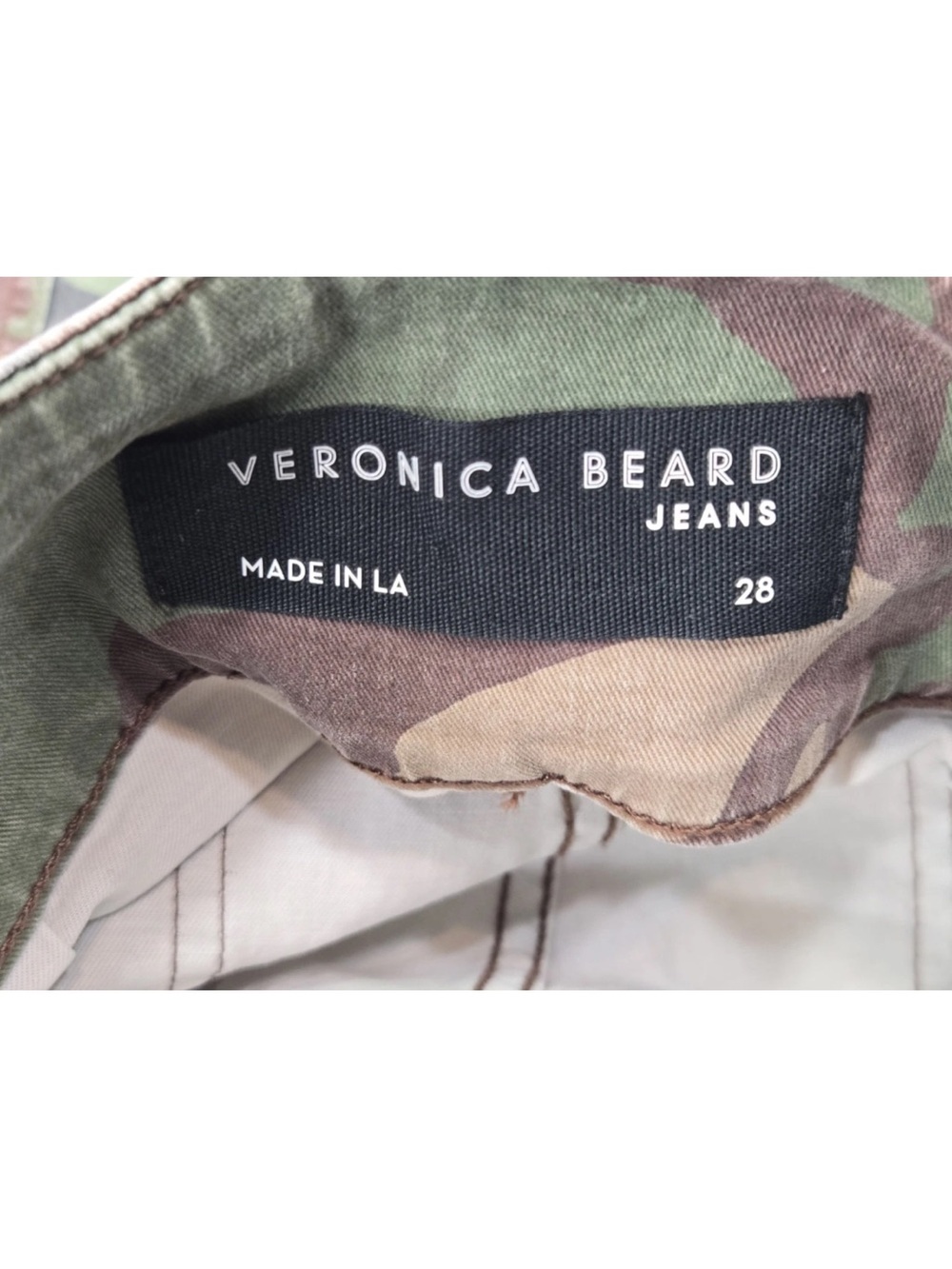 Veronica Beard Kane Tapered Jeans Green Camo High Rise Utility Size 28 Womens - Picture 6 of 13